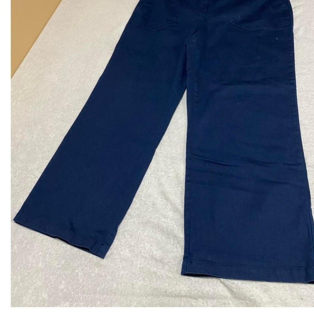 Nanette lepore women 16 Navy blue wide leg pants. Small distressed  SKU413